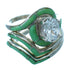 Turquoise Inlay Sterling Silver Cubic Zirconia Wedding Ring Set Size 6-1/2 LX113087
